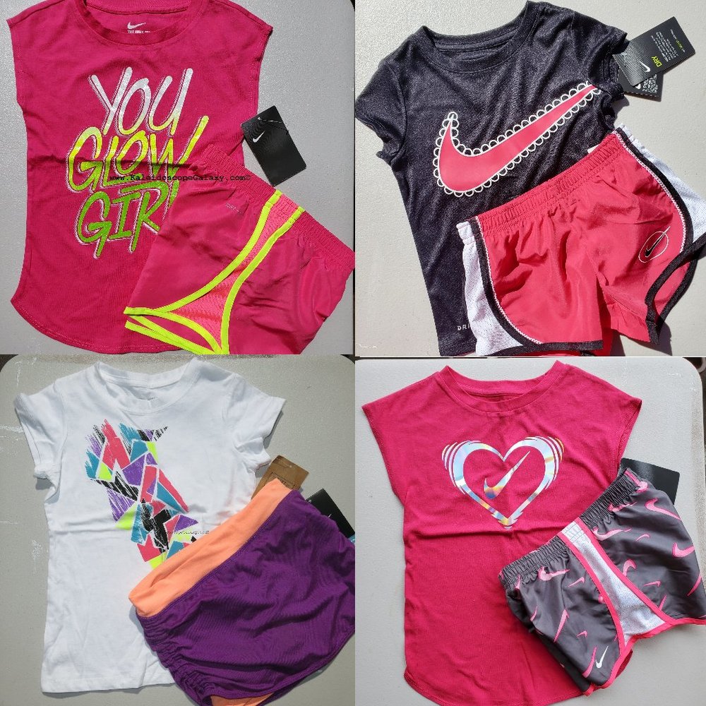 Nike Girls Size 6 Dri-fit Running Shorts & Tops Spring Summer Skort Purple Pink